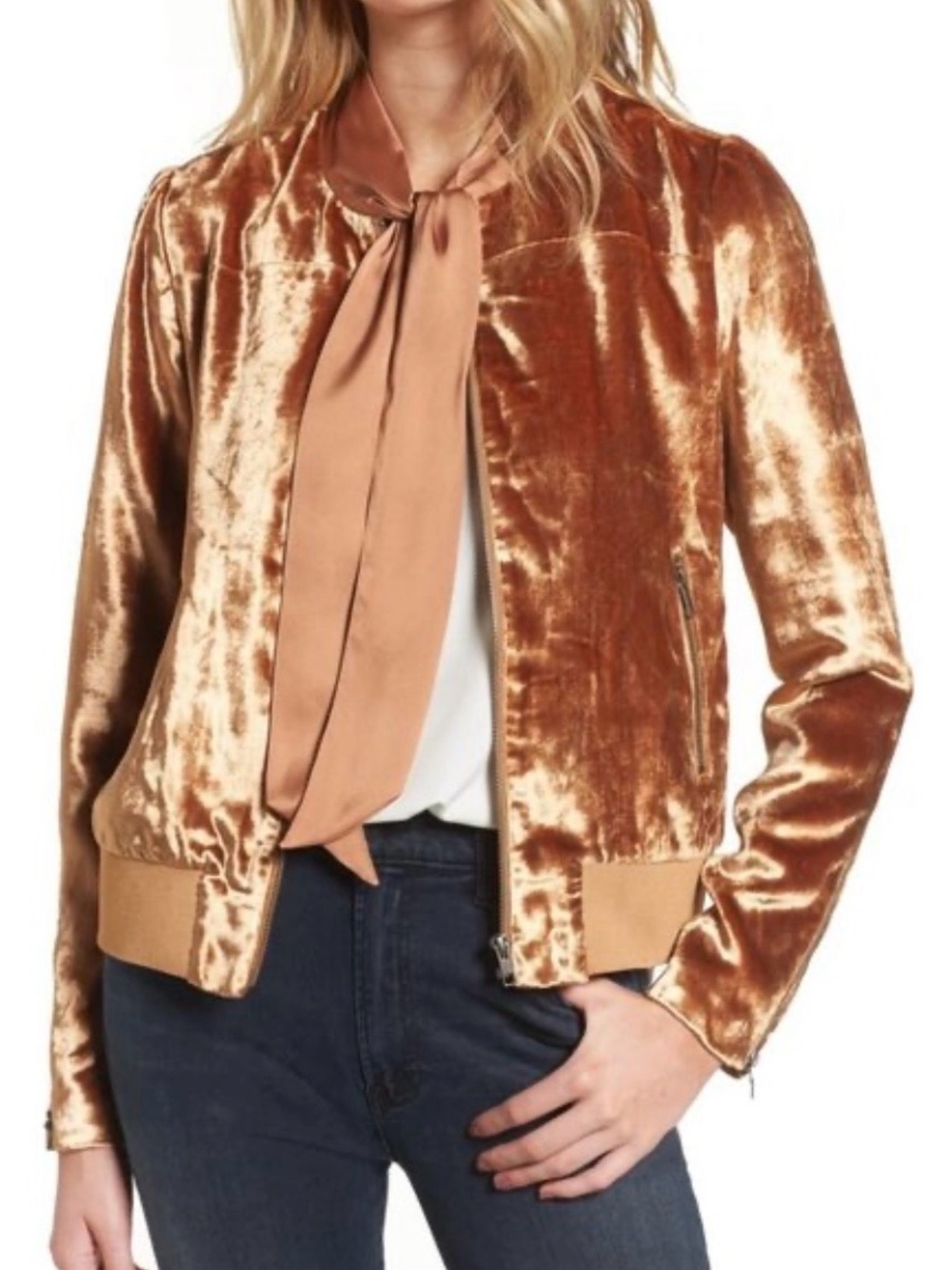 Velvet Zip Up Bomber Jacket Chelsea 28 
Size S